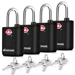 4 Pack TSA Approved Travel Luggage Locks Keyed Suitcase Anti Theft Black