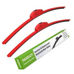 OEM QUALITY 22″ + 22″ PARRATI Premium All-Season Bright Red Windshield Wiper …