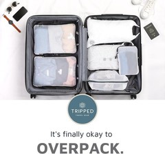 Travel Packing Cubes Large Set Mesh Compression Luggage Organizer Water Resis…