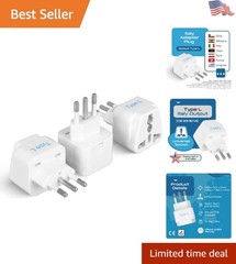 3-Pack Italy Power Adapter, Type L Universal Travel Plug for Global Connectivity