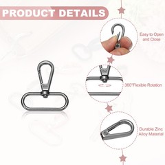 14pcs Rotating Release Hooks 1-1/2″ Oval Ring, Matte Black