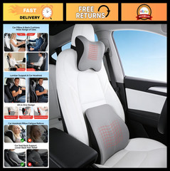 Ergonomic Memory Foam Car Headrest & Lumbar Support Set, Comfortable Travel Pill