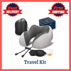 MLVOC Travel Pillow 100% Pure Memory Foam Neck Pillow with Travel Kit[Free ship]