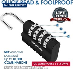 4 Pack Combination Lock, 4-Digit Padlock Keyless, Resettable Metal Luggage Locks