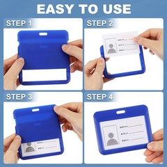 6 Pack Badge Holder, Plastic Horizontal ID Protector Clips, Black