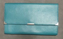 Aqua Leather Document Holder Purse