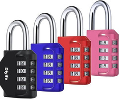 4 Digit Combination Lock, [2 Pack] Outdoor Weatherproof Padlock, Plated Steel Re