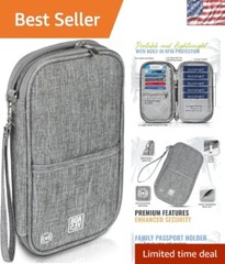 Modern Portable Wallet for Travel: RFID Family Passport Holder in Quartz Gray