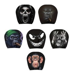 2Pcs Halloween Car Headrest Covers Horror Eyes Design Comfortable Polyester