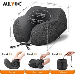 MLVOC Neck Pillow for Traveling, Upgraded 100% Pure Memory Foam withTravel Kits