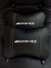 2Pcs AMG MERCEDES Car Headrest Pillows Handmade Embroidery Neck Support Cushion