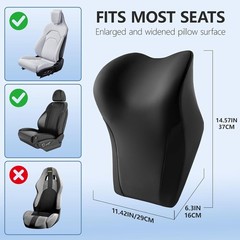 Ergonomic Memory Foam Car Headrest Pillow Support Cushion Black 1 Pack