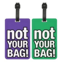 2Pcs Luggage Tags, (Not Your Bag) PVC Funny Travel Tags Labels, Green/Purple