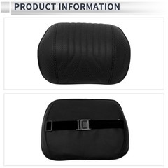 Car Headrest Pillow Ergonomic Seat Headrest Leather Memory Foam Black 1 Pcs