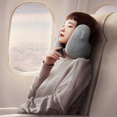 EVERYTHINK E2 Travel Neck Pillow, Light Gray | U Memory Foam Airplane Car Travel