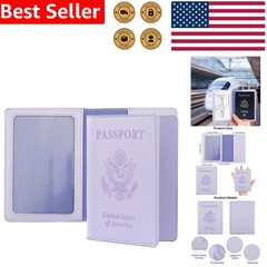 Light Purple Faux Leather Passport Holder Travel Wallet Slim Card Case