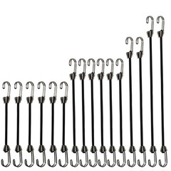 YELIER Mini Bungee Cords with Hooks. 2 inch, 4 6 8 Black