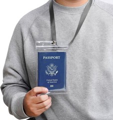 Transparent Passport ID 2 Pack (2 lanyards and XL Badge Holders), Grey/Black