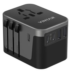 Universal Travel Adapter, VINTAR International Power Adapter small, 30W Black