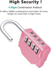 4-Digit Pink Combination Padlock – Outdoor, School & Gym Lock, Resettable