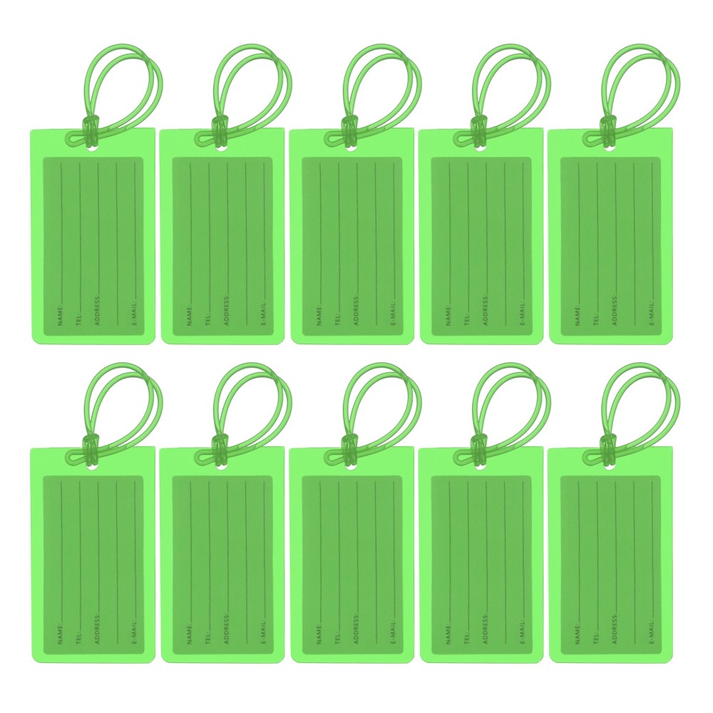 10 Pcs Luggage Tags for Suitcases, Flexible PVC Luggage Tag, Green