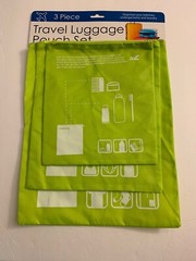 3 Pack Travel Pouches Neon Green