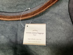 POTTERY BARN UNION CANVAS WEEKENDER LARGE BAG GRAY NEW WITH TAGS