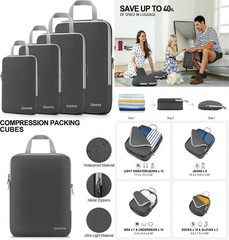 Compression Packing Cubes, 3pcs/4pcs XL+L+M+S, 4 PCS Deep Gray