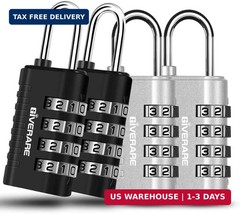 4 Pack Combination Lock, 4-Digit Padlock Keyless, Resettable Metal Luggage Locks