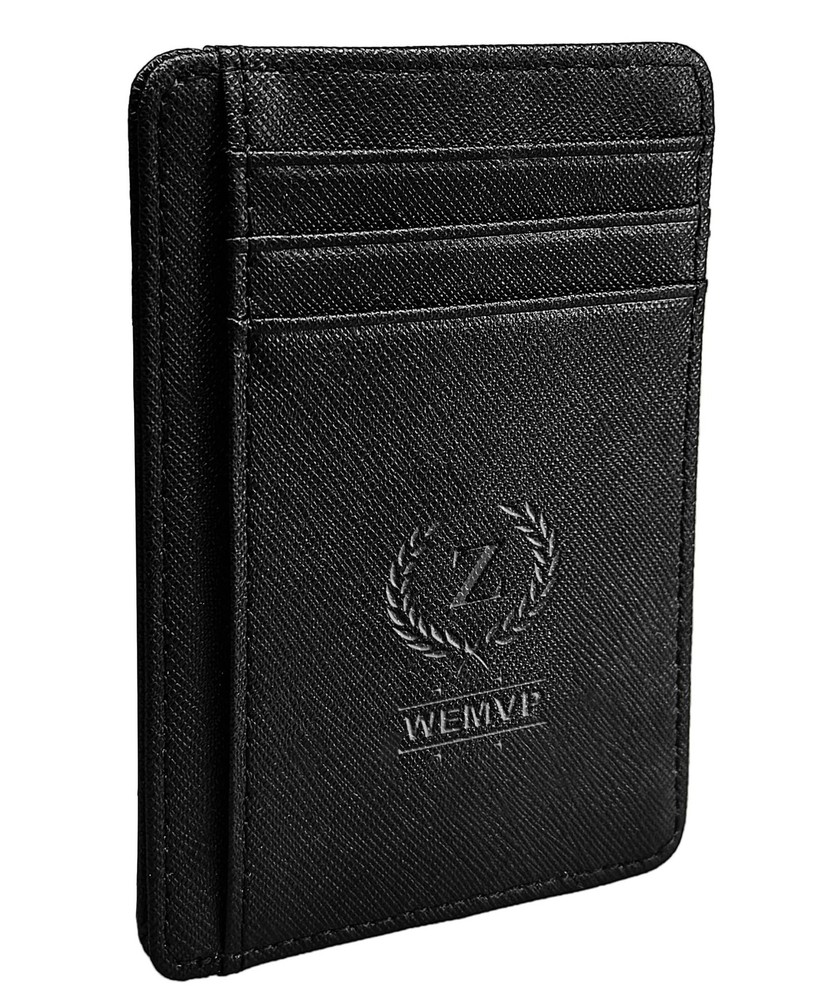Personalized Initial Card Wallet – Deep 3D Embossed Floral Leather Slim RFID …