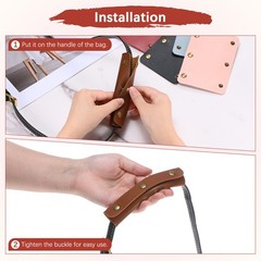4PCS Leather Handle Wrap with 3 Metal Clasps for Suitcases,Peach Pink