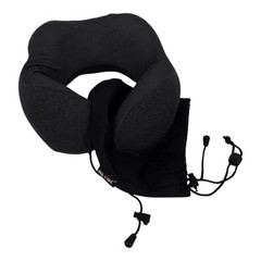 MLVOC Memory Foam Travel Neck Pillow Comfortable Breathable Gray Drawstring Bag