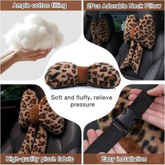 Plush Bow Car Neck Pillow Comfortable Headrest Cushion Auto Interior Accessory