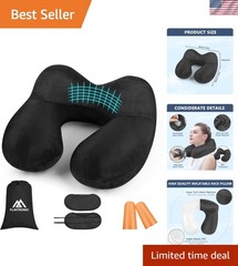 Portable Soft Velvet Neck Pillow for Travel – Inflatable Comfort Anywhere You Go