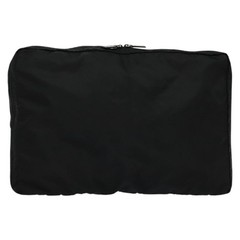 PRADA Travel Case Nylon Black Silver Auth 129117