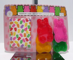 Wandering Moon Gummy Bears Luggage Tags & Passport holder Set of 5 NWT