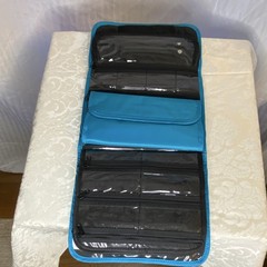 PreZerve Blue Fold-Out Travel jewelry Organizer Case multi Clear Zipper Pockets