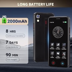 Language Translator Device No WiFi Needed, Instant Pocket AI Translator, Black