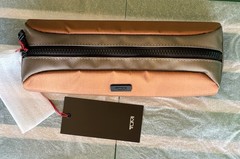 TUMI Alpha Accessory Cord Pouch Pencils Pouch in ballistic nylon NWT Cinder/sand