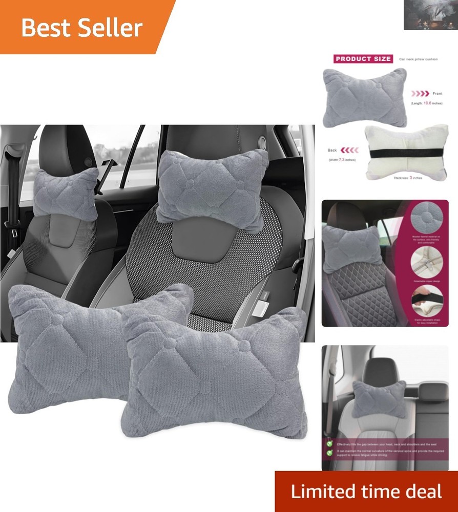 Universal Headrest Pillows for Cars – 2PCS Soft, Breathable Neck Support