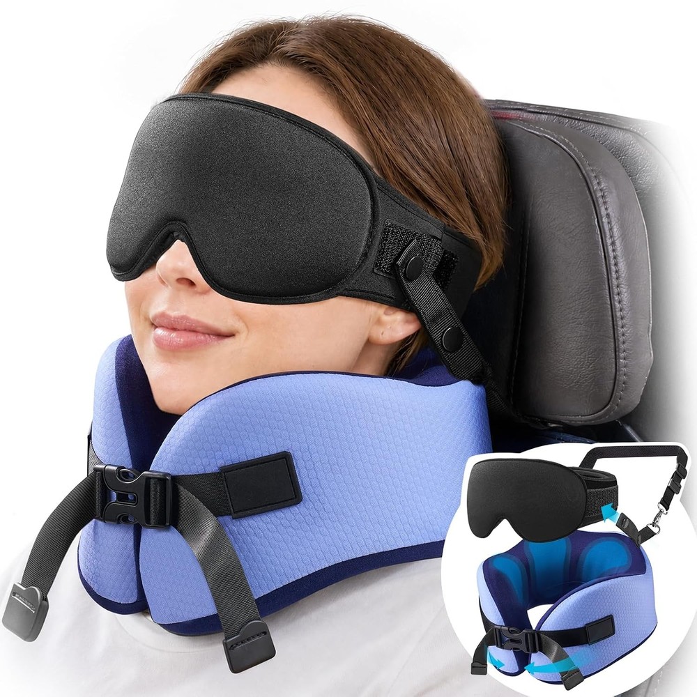 Patented 360 Degree Ergonomic Airplane Travel Pillow for Women Neck Support