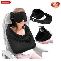 Adjustable Memory Foam Travel Comfort Set: Pillow, Eye Mask & Blanket Included