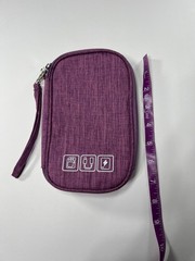 Purple Electronics Cable Organizer Travel Pouch Zippered Small Cord Case