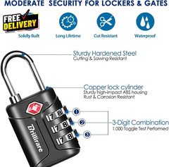 4 Pack TSA Approved Luggage Locks Combination Travel Padlock 3 Digit Waterproof