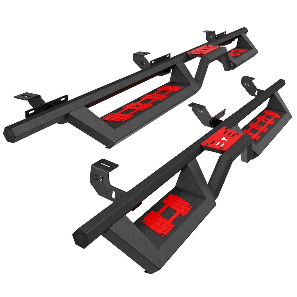 Powder Coated Black Bar Side Steps Two Stairs Design Carbon Steel Pedal Non Slip