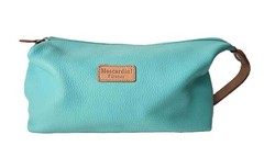 Moscardini Firenze Genuine Leather Dopp Kit Travel Toiletry Bag Teal Made Italy
