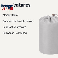 Camping Pillow, Memory Foam Travel Pillow with Washable Cover
