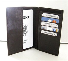 Blue USA Patent Leather Passport Cover Travel ID Credit Card Wallet Unisex