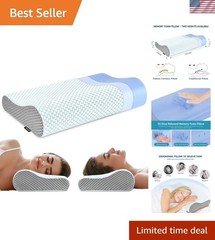 Ergonomic Memory Foam Pillow for Neck Pain Relief – Sleep Comfortably Blue/Grey
