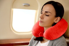 Laser Memory Foam Neck Pillow – Ergonomic Travel Support, Hypoallergenic, Red